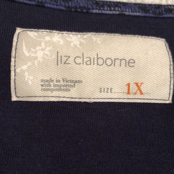 Liz Claiborne top short sleeve v neck leafy design Sz 1XL - Picture 4 of 7